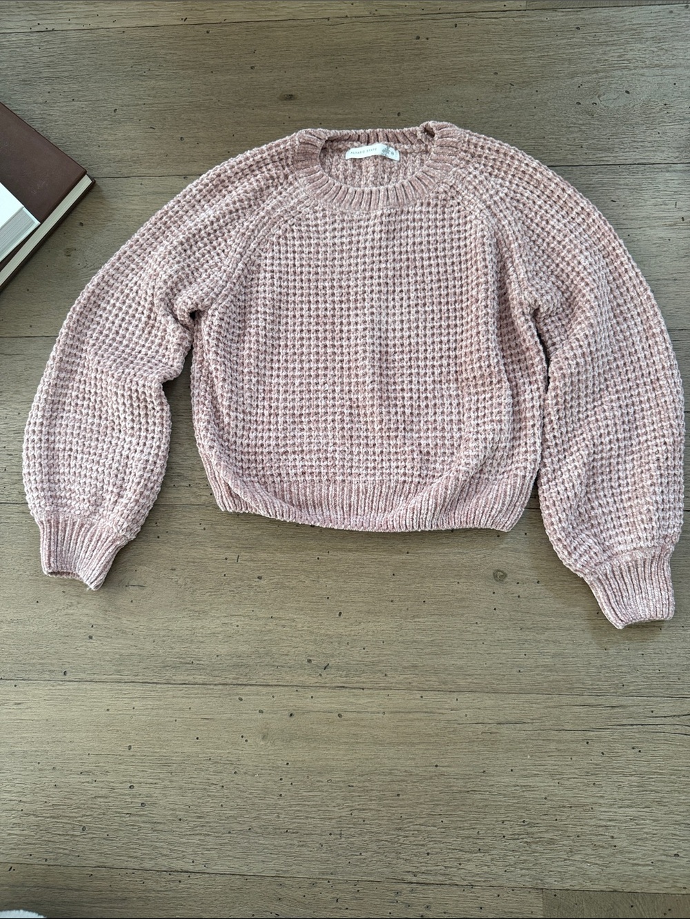 Altar'd State Dusty Rose Waffle-Knit Crewneck Sweater